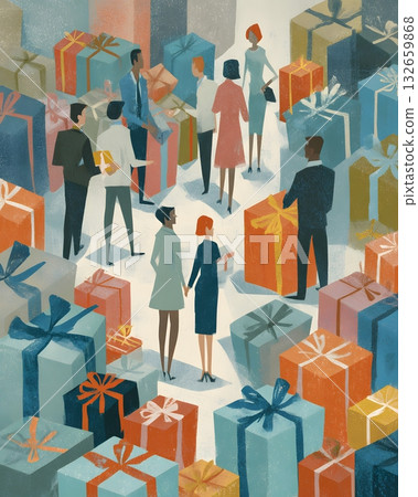 gift exchange table flat office art 132659868