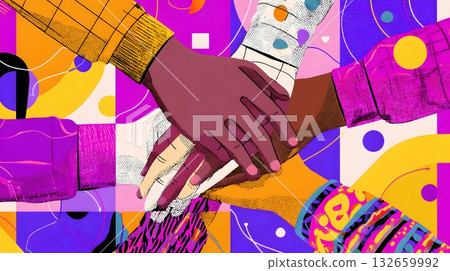 geometric illustration of support and unity 132659992
