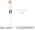 Flat back woman sideways illustration 132660049