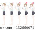 Comparison set of smartphone neck deterioration stages for women lying sideways 132660071
