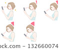 Smartphone neck deterioration stage female sideways set 132660074