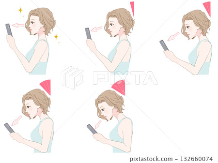 智慧型手機頸椎退化階段女性側位 智慧型手機頸椎退化階段女性側位 132660074