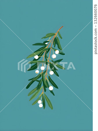 minimal mistletoe branch design flat vector minimal mistletoe branch design flat vector 132660076