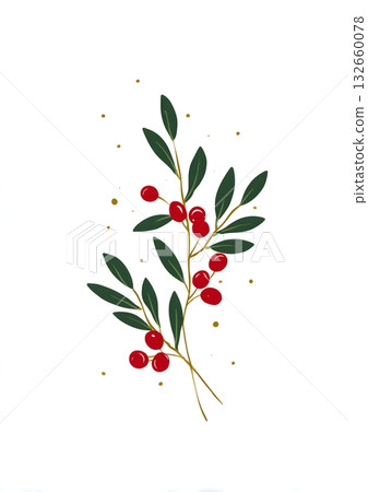 minimal mistletoe branch design flat vector 132660078