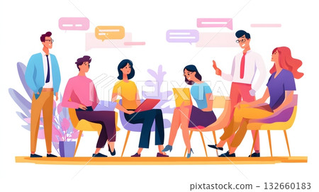 team discussing inclusion project vector team discussing inclusion project vector 132660183