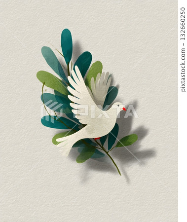 minimal poster with dove of peace illustration 132660250