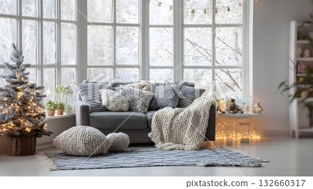 cozy living room interior background with 2026 decoration 132660317