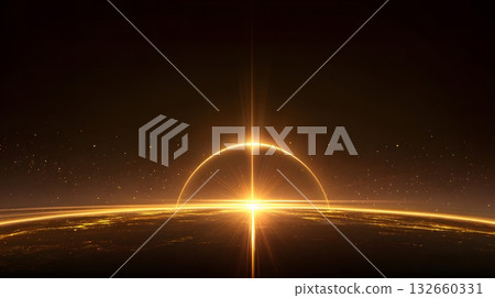 glowing horizon with golden 2026 futuristic vector art 132660331