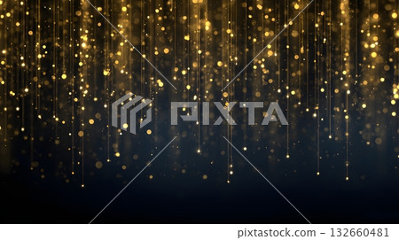 glowing confetti rain background elegant gold text 132660481