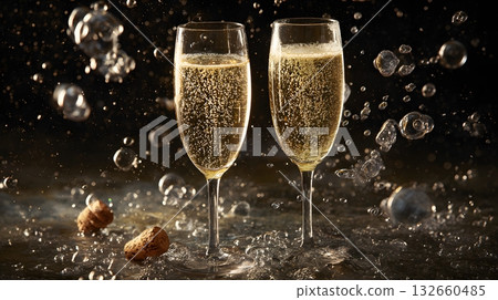 celebration photo style champagne bubbles and 2026 132660485