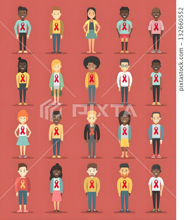 flat characters supporting hiv awareness 132660552