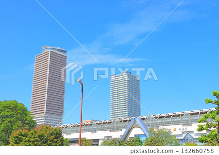 岐阜縣岐阜市岐阜站及車站前的摩天大樓 132660758