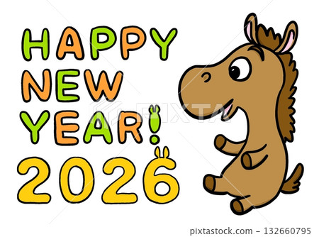 一幅馬匹慶祝2026新年的插圖 132660795