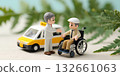 Wheelchair user and smiling driver in welfare vehicle / Mamio Design Welfare Series 132661063