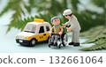 Wheelchair user and smiling driver in welfare vehicle / Mamio Design Welfare Series 132661064
