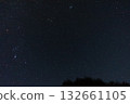 Starry Night Sky with Constellation of Orion and Tree Silhouette on Horizon Starry Night Sky with Constellation of Orion and Tree Silhouette on Horizon 132661105