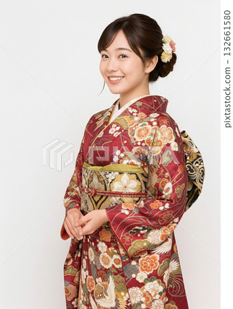 一個穿著和服的女人 132661580