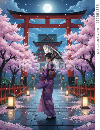 婦女和遮陽傘 婦女和遮陽傘 132661586