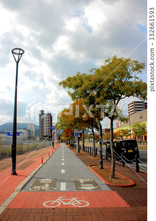 Bicycle path in front of JR Shimozone Station Bicycle path in front of JR Shimozone Station 132661593