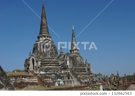 泰國大城府大城府歷史公園的 Wat Phra Si Sanphet 塔 132662563
