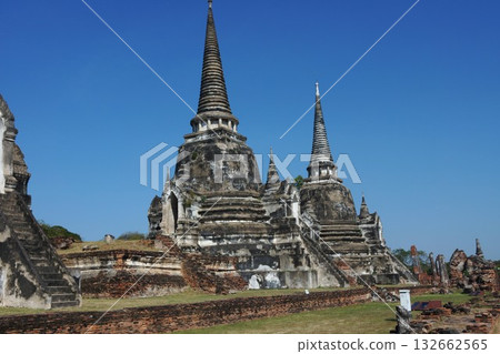 Wat Phra Si Sanphet pagoda in Ayutthaya Historical Park, Ayutthaya, Thailand Wat Phra Si Sanphet pagoda in Ayutthaya Historical Park, Ayutthaya, Thailand 132662565