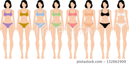 Illustration of a woman wearing underwear 132662909