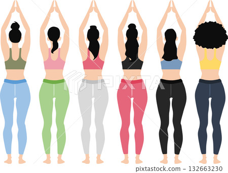 Illustration set of women doing stretching Illustration set of women doing stretching 132663230