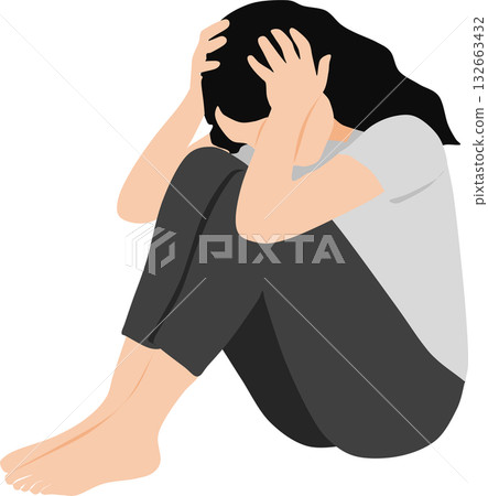 Illustration of a woman thinking Illustration of a woman thinking 132663432