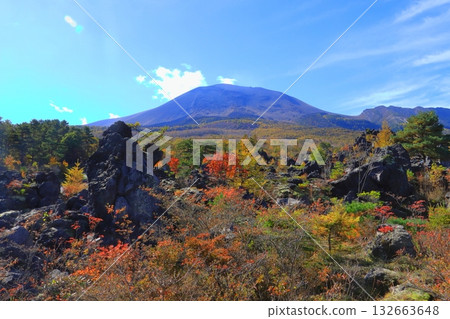 秋日的鬼押出公園和淺間山(群馬縣妻戀村) 秋日的鬼押出公園和淺間山(群馬縣妻戀村) 132663648