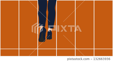 描繪女企業家為銷售業績競爭的插圖 描繪女企業家為銷售業績競爭的插圖 132663936