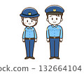 警察(男性和女性)線描圖 警察(男性和女性)線描圖 132664104