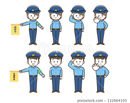 Police officer_male and female_line drawing set 132664105