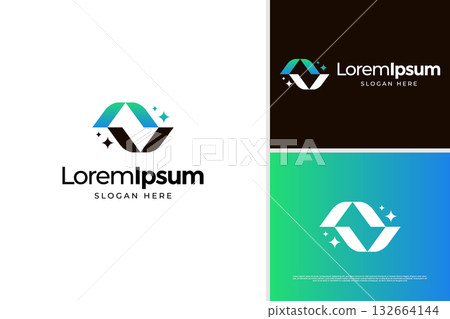 Abstract letter N creative logo design template 132664144