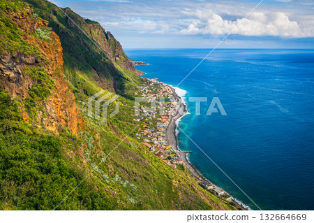Seaside view with colorful cliffs, Paul do Mar, Madeira Seaside view with colorful cliffs, Paul do Mar, Madeira 132664669
