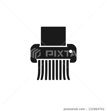 black paper shredder silhouette icon on white background 132664742