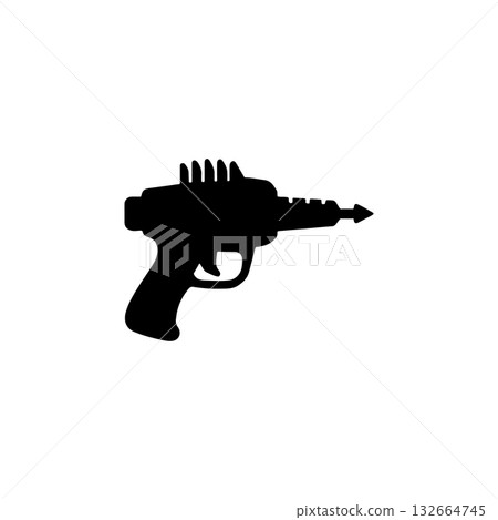 black toy ray gun silhouette icon on white background 132664745
