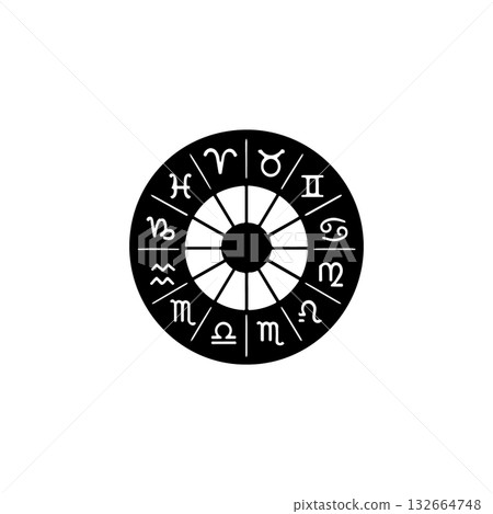 black zodiac wheel silhouette icon on white background 132664748