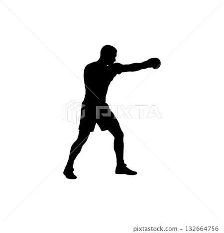 boxer silhouette icon man boxing fighter sports training athlete illustration 132664756