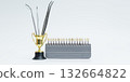 Dental Trophy with Tools and Tooth Shade Guide 132664822