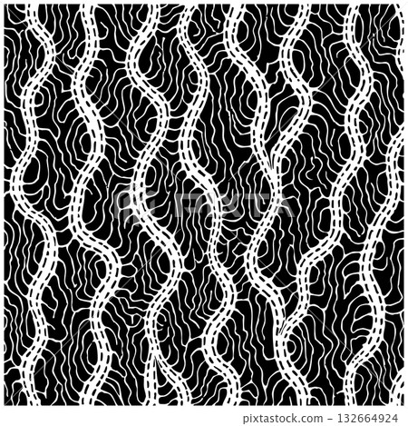 Black and White Abstract Wavy Line Pattern with Dashed Lines wavy lines Black and White Abstract Wavy Line Pattern with Dashed Lines wavy lines 132664924
