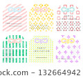Japanese amulet design, wish envelope, fortune slip, cute pattern, 6 variations 132664942