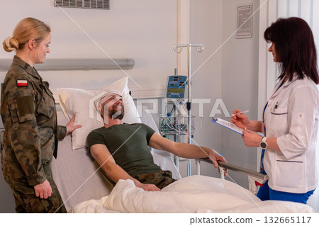 Military Personnel Providing Support During Hospital Visits to Patients Receiving Care Military Personnel Providing Support During Hospital Visits to Patients Receiving Care 132665117
