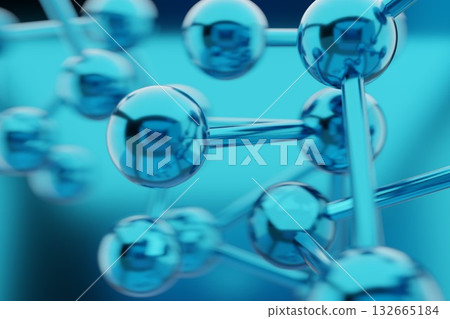 Vivid Blue Molecules in Motion on Abstract Background 132665184