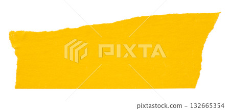 yellow crumpled torn tape isolated on transparent background. yellow crumpled torn tape isolated on transparent background. 132665354