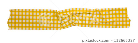 yellow patterned sticker paper tape isolated on transparent background 132665357