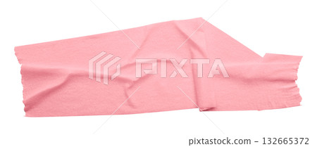 pink crumpled torn tape isolated on transparent background. 132665372