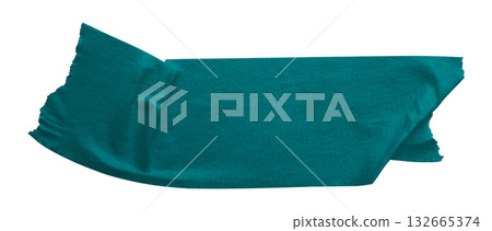 green crumpled torn tape isolated on transparent background. 132665374