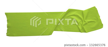 green crumpled torn tape isolated on transparent background. 132665376
