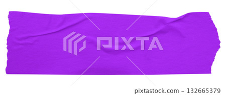 purple crumpled torn tape isolated on transparent background. 132665379