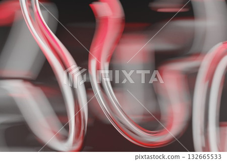 Red Glass 3D Abstract Shapes in Motion with Highlights 132665533